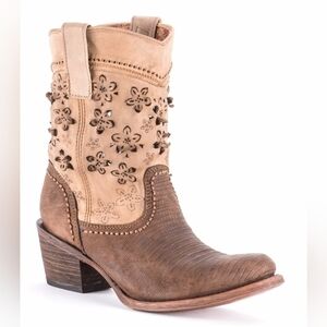 Cuadra Claire Boots Perforated Floral Shaft Handmade in Mexico